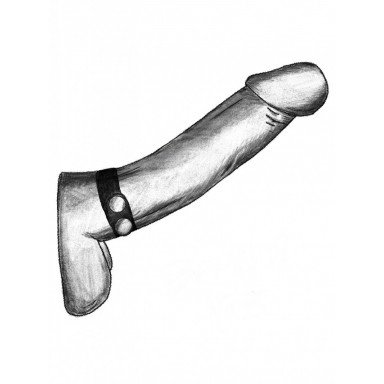 Черный узкий ремень-утяжка на пенис с кнопками фото 2