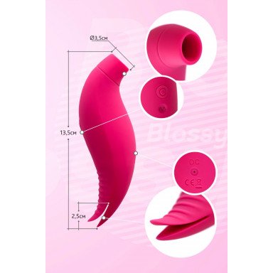 Ярко-розовый многофункциональный стимулятор клитора Blossy фото 10