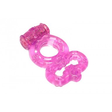 Розовое эрекционное кольцо Rings Treadle с подхватом фото 2