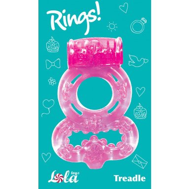 Розовое эрекционное кольцо Rings Treadle с подхватом фото 3