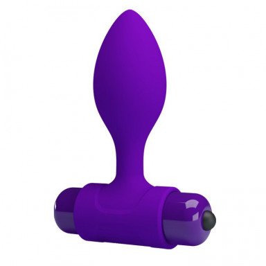 Фиолетовая анальная пробка с мощной вибрацией Vibra - 8,6 см., фото