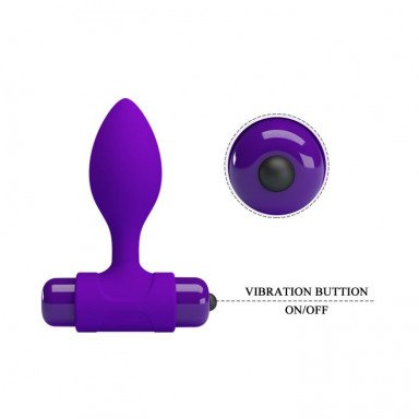 Фиолетовая анальная пробка с мощной вибрацией Vibra - 8,6 см. фото 3