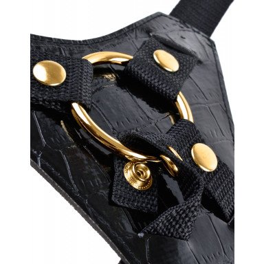 Чёрный с золотом женский страпон Designer Strap-On фото 3