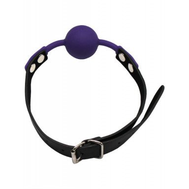 Фиолетовый силиконовый кляп-шарик на ремешках фото 2