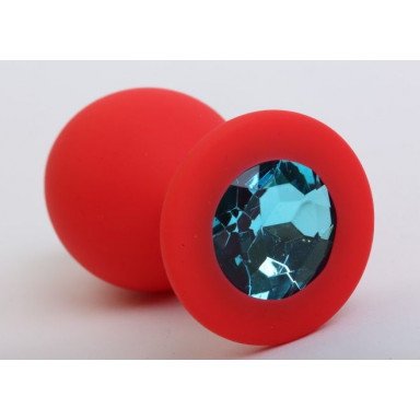 Красная силиконовая пробка с голубым стразом - 8,2 см. фото 1