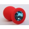 Красная силиконовая пробка с голубым стразом - 8,2 см., фото