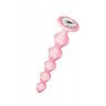 Розовая анальная цепочка с кристаллом Buddy - 17,7 см., фото