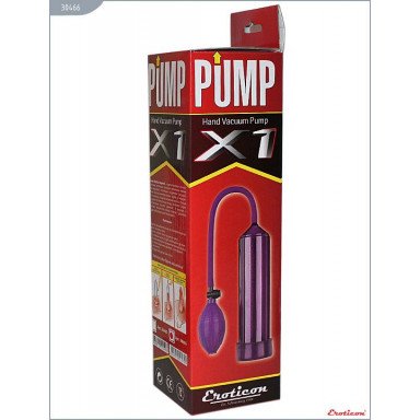Фиолетовая вакуумная помпа Eroticon PUMP X1 с грушей фото 2