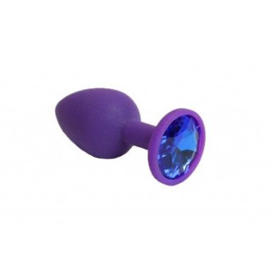 Фиолетовая силиконовая пробка с синим стразом - 7,1 см., фото