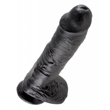 Реалистичный чёрный фаллоимитатор-гигант 10 Cock with Balls - 25,4 см. фото 4