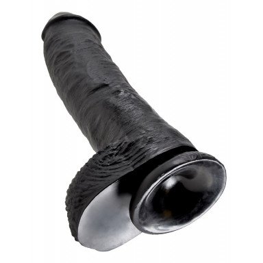 Реалистичный чёрный фаллоимитатор-гигант 10 Cock with Balls - 25,4 см. фото 5