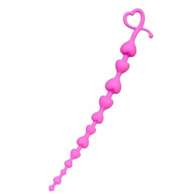 Розовая силиконовая анальная цепочка Long Sweety - 34 см., фото