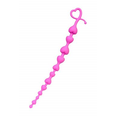 Розовая силиконовая анальная цепочка Long Sweety - 34 см. фото 2