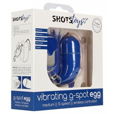Синее виброяйцо Medium Wireless Vibrating G-Spot Egg с пультом - 7,5 см. фото 2