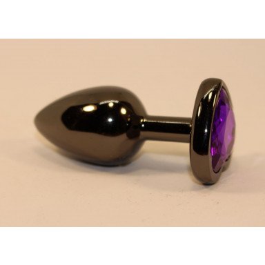 Чёрная анальная пробка с фиолетовым стразом - 7 см. фото 2