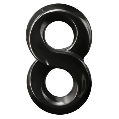 Черное эрекционное кольцо с подхватом мошонки Lucky 8, фото