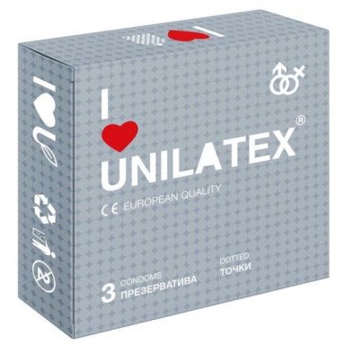 Презервативы с точками Unilatex Dotted - 3 шт., фото