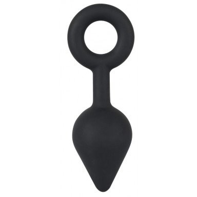 Чёрная анальная втулка с кольцом - 14 см., фото