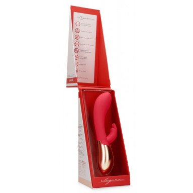 Красный вибратор Opulent с функцией нагрева и клиторальной стимуляцией - 20 см. фото 3