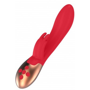 Красный вибратор Opulent с функцией нагрева и клиторальной стимуляцией - 20 см. фото 4