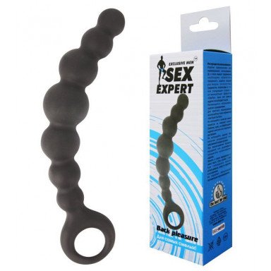 Чёрная анальная цепочка Sex Expert - 15 см. фото 2