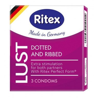 Рифленые презервативы RITEX LUST с пупырышками - 3 шт., фото