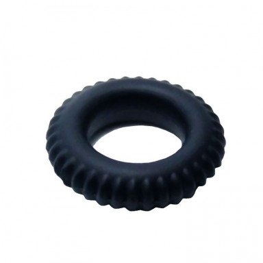 Черное силиконовое эрекционное кольцо-шина Sex Expert, фото