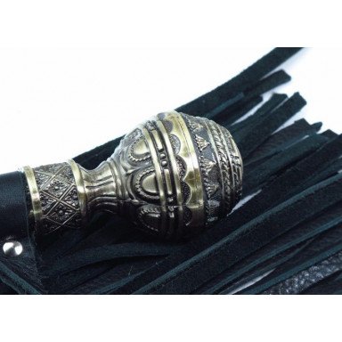 Чёрная многохвостая плеть с кованой рукоятью - 40 см. фото 2