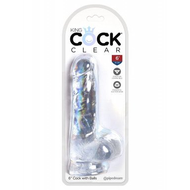 Прозрачный фаллоимитатор King Cock Clear 6 Cock with Balls - 17,8 см. фото 4