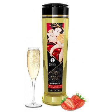 Массажное масло с ароматом клубники и шампанского Romance - 240 мл., фото