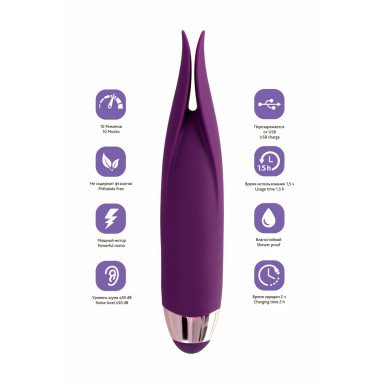 Фиолетовый клиторальный вибростимулятор FLO - 18,5 см. фото 10