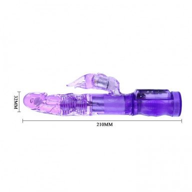 Фиолетовый вибратор-ротатор с клиторальным отростком - 21 см. фото 5