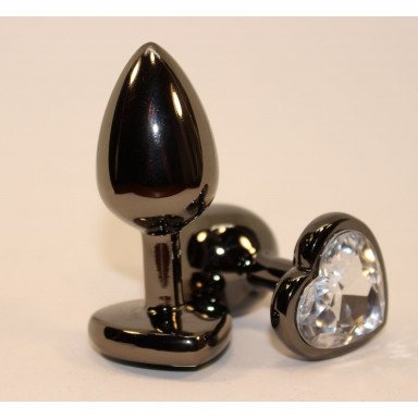 Чёрная пробка с прозрачным сердцем-кристаллом - 7 см. фото 2
