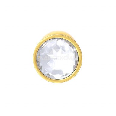 Золотистая анальная пробка с прозрачным кристаллом - 7 см. фото 3
