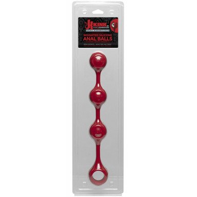 Красные утяжеленные анальные шарики Anal Essentials Weighted Silicone Anal Balls - 34,3 см. фото 4