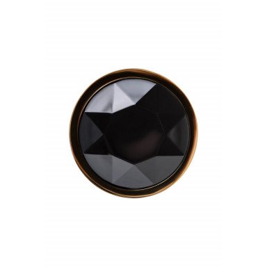 Золотистая гладкая анальная пробка с черным кристаллом - 7 см. фото 4