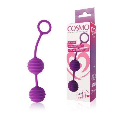 Фиолетовые вагинальные шарики с ребрышками Cosmo фото 2