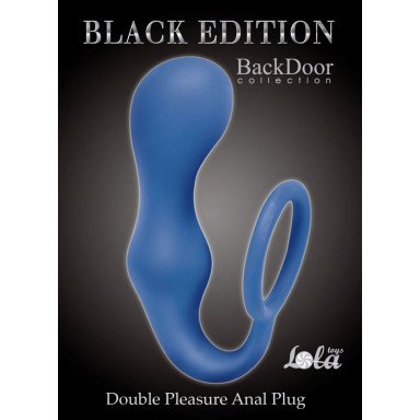 Синее эрекционное кольцо с анальной пробкой Double Pleasure Anal Plug фото 2