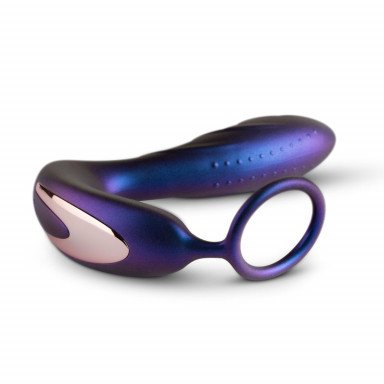 Фиолетовый анальный вибратор с эрекционным кольцом Black Hole - 14,3 см. фото 2