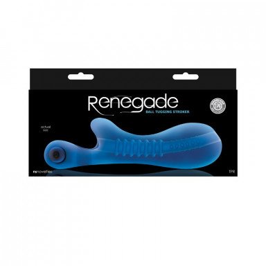 Синий мастурбатор с вибростимулятором мошонки Renegade Ball Tugging Stroker фото 2