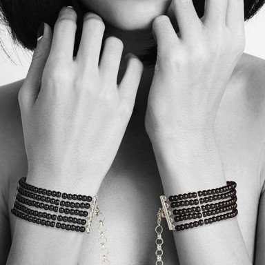 Чёрные дизайнерские наручники Plaisir Nacre Bijoux фото 3
