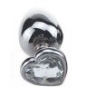 Малая серебристая пробка с прозрачным кристаллом-сердечком - 7,5 см., фото