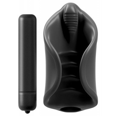 Чёрный мастурбатор Vibrating Silicone Stimulator с вибрацией фото 2