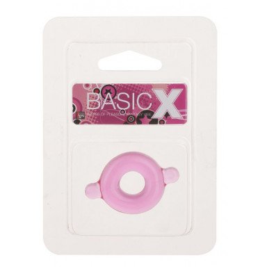Розовое эрекционное кольцо с ушками для удобства надевания BASICX TPR COCKRING PINK фото 2