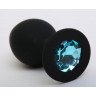 Чёрная силиконовая пробка с голубым стразом - 8,2 см., фото