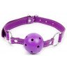 Фиолетовый кляп-шарик на регулируемом ремешке с кольцами, фото