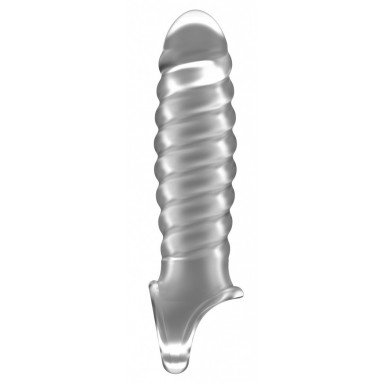 Прозрачная ребристая насадка Stretchy Penis Extension No.32 фото 2