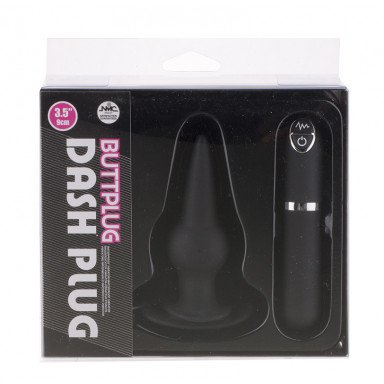 Черная вибровтулка Dash Butt Plug With Mini Controller III - 9 см. фото 2