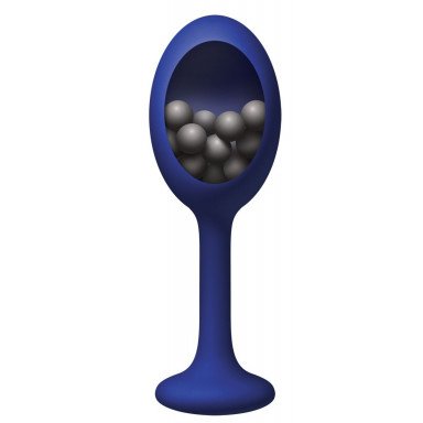 Синяя анальная пробка с шариками внутри Rattler - 12,7 см., фото