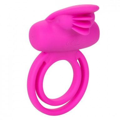Ярко-розовое эрекционное кольцо Silicone Rechargeable Dual Clit Flicker, фото
